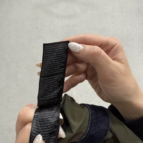 White House Black Market Jacket Womens 6 Blue Denim Olive Military Utility - Picture 7 of 9